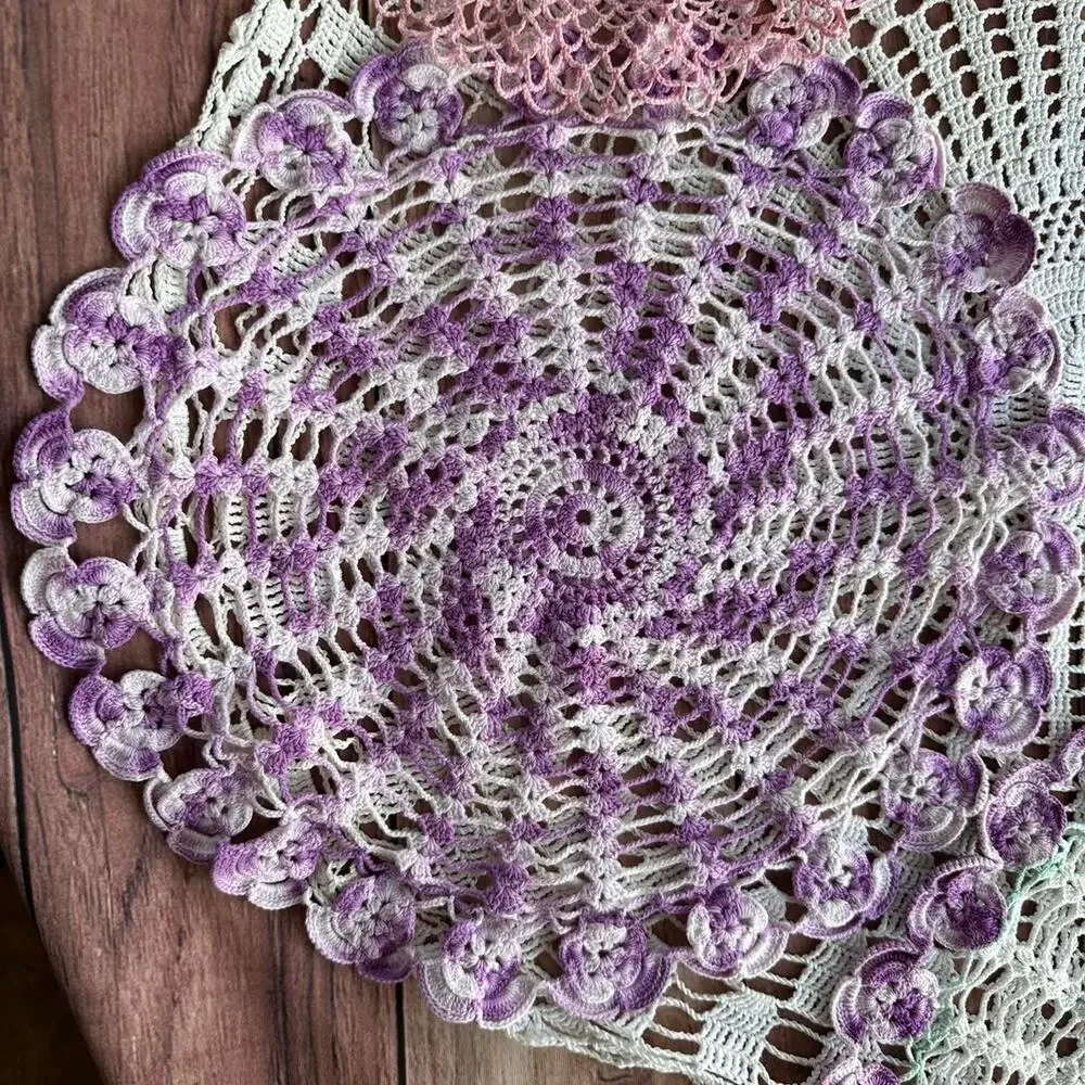 Vintage handmade crochet doily set